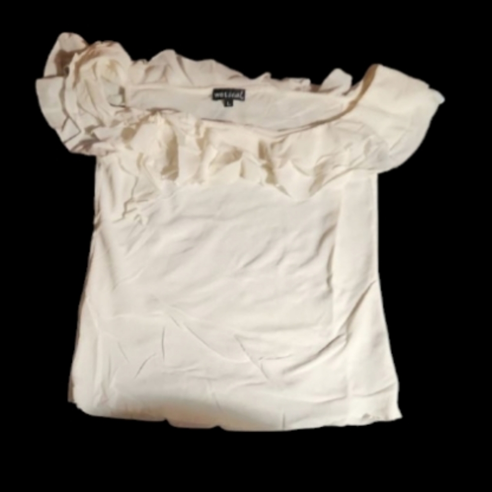 Wet Seal 90s Cream Jrs Lg Ruffled Blouse